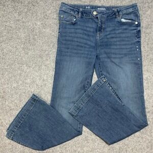 Thereabouts Girls 16.5 Plus Blue Mid‎ Rise Flare Jeans Rhinestone Split Hem